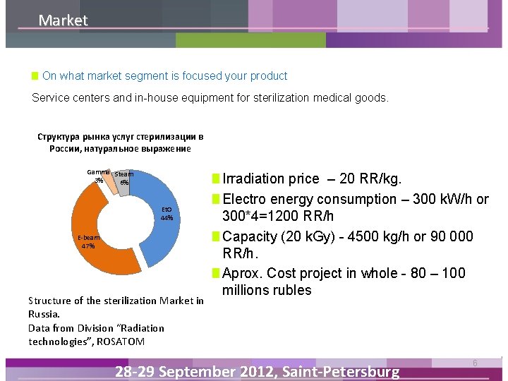 Market On what market segment is focused your product Service centers and in-house equipment