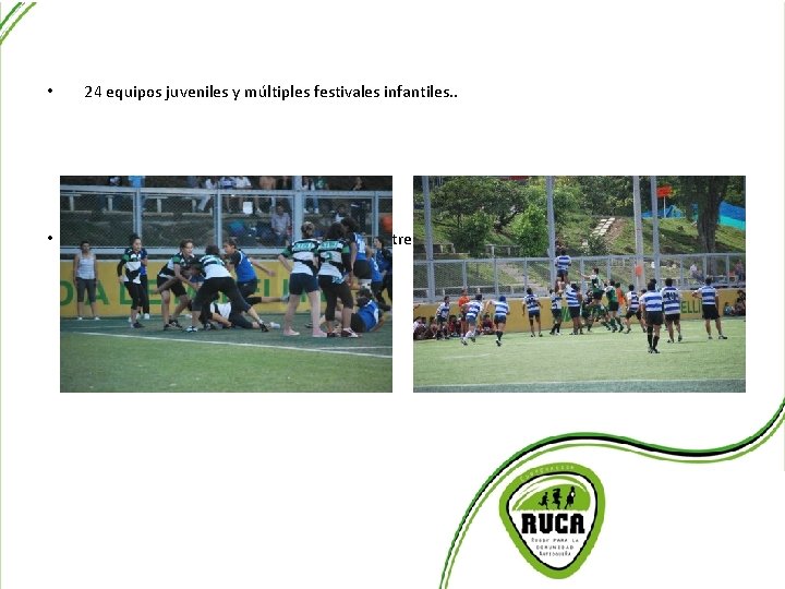 Utilización Escenario Deportivo • • 24 equipos juveniles y múltiples festivales infantiles. . 700