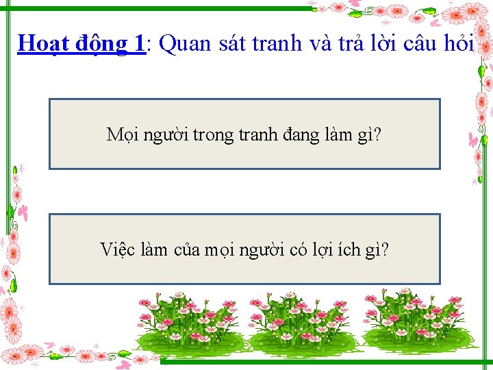 Hoạt động 1: Quan sát tranh và trả lời câu hỏi Mọi người trong