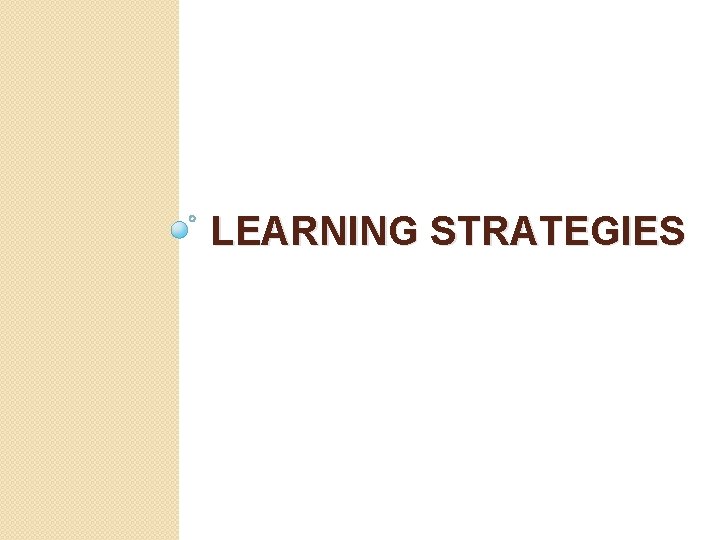 LEARNING STRATEGIES 