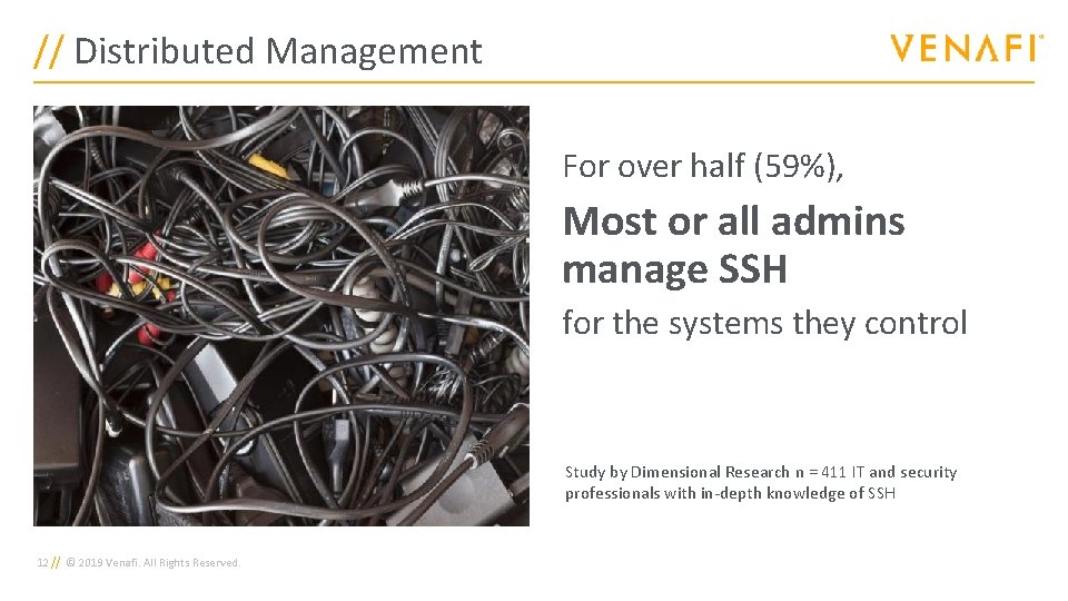 // Distributed Management For over half (59%), Most or all admins manage SSH for
