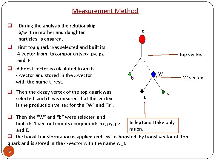 Measurement Method q During the analysis the relationship b/w the mother and daughter particles