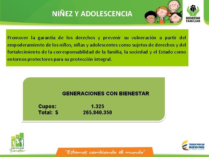 NIÑEZ Y ADOLESCENCIA Promover la garantía de los derechos y prevenir su vulneración a