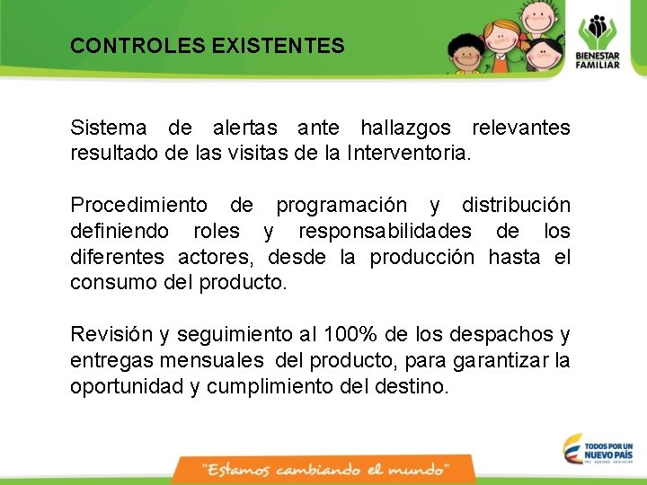 CONTROLES EXISTENTES Sistema de alertas ante hallazgos relevantes resultado de las visitas de la