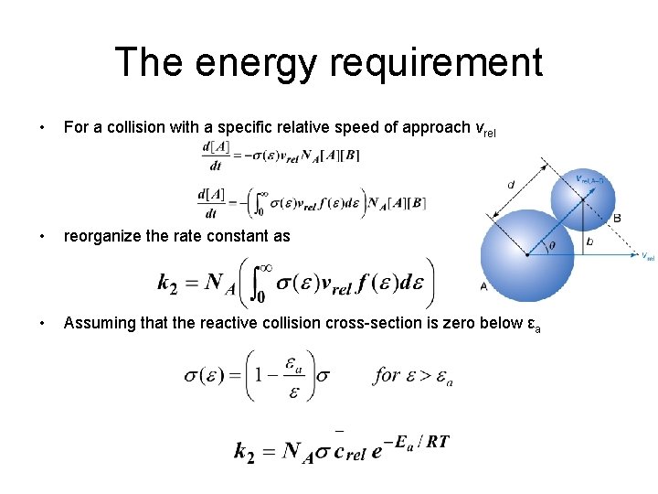 The energy requirement • For a collision with a specific relative speed of approach