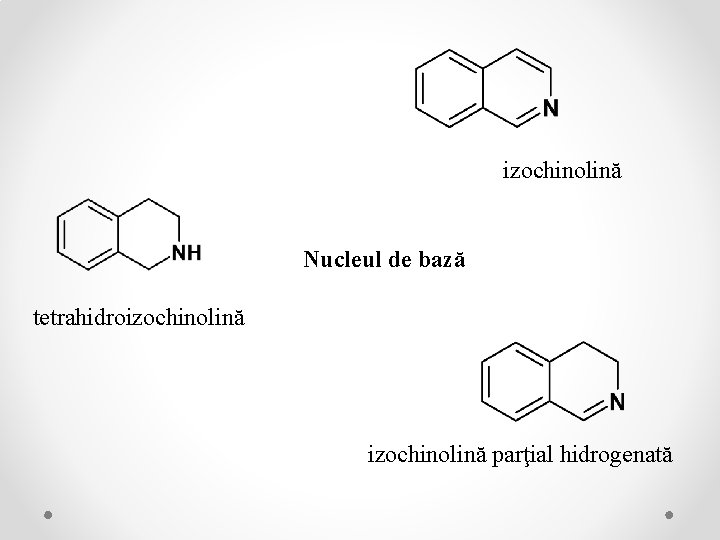 izochinolină Nucleul de bază tetrahidroizochinolină parţial hidrogenată 