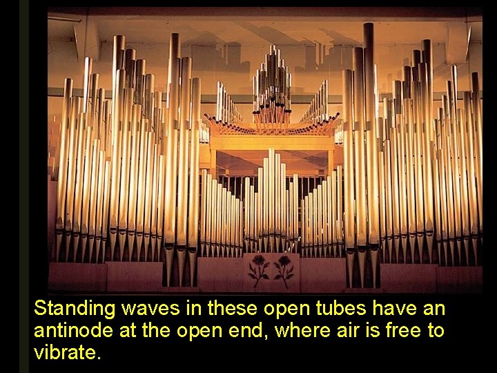 Standing waves in these open tubes have an antinode at the open end, where