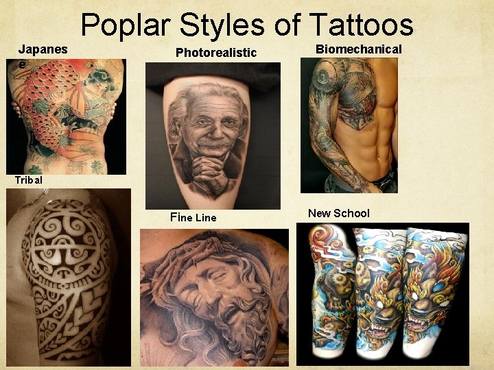 Poplar Styles of Tattoos Japanes e Photorealistic Biomechanical Tribal Fine Line New School 