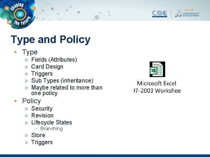 Type and Policy • Type » » » Fields (Attributes) Card Design Triggers Sub