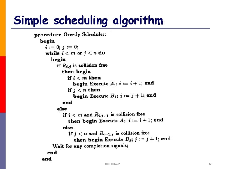 Simple scheduling algorithm NUS CS 5247 14 