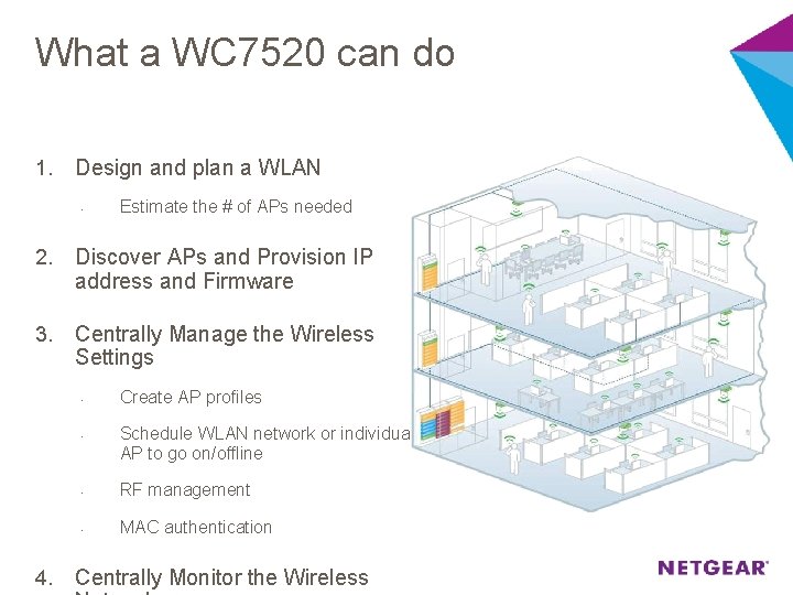 What a WC 7520 can do 1. Design and plan a WLAN • Estimate