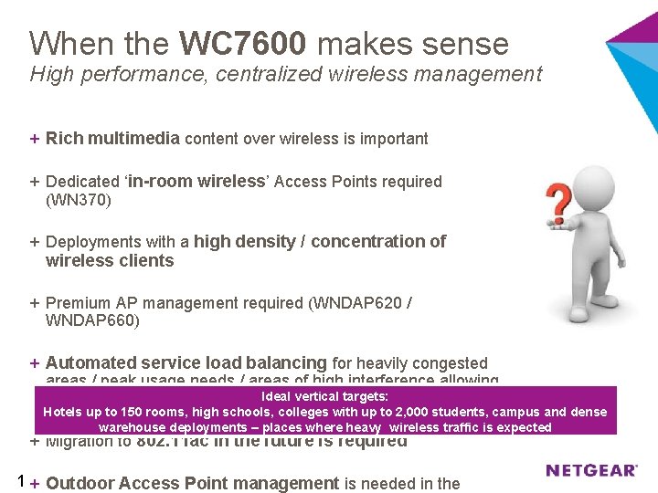 When the WC 7600 makes sense High performance, centralized wireless management + Rich multimedia