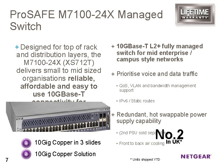 Pro. SAFE M 7100 -24 X Managed Switch + Designed for top of rack