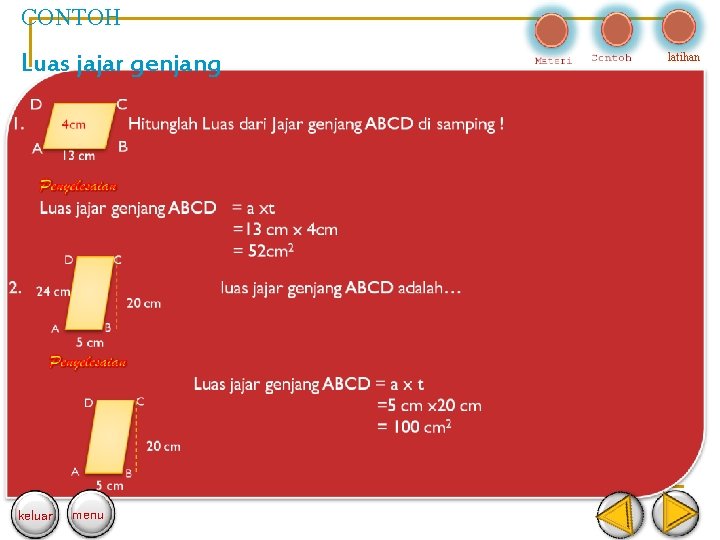 CONTOH Luas jajar genjang keluar menu latihan 