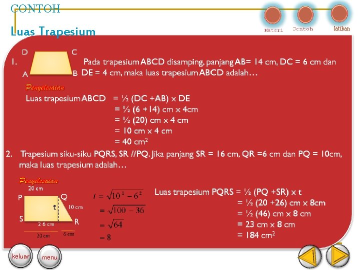 CONTOH Luas Trapesium keluar menu latihan 