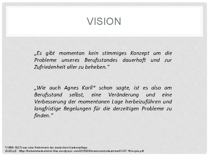 VISION „Es gibt momentan kein stimmiges Konzept um die Probleme unseres Berufsstandes dauerhaft und VISION „Es gibt momentan kein stimmiges Konzept um die Probleme unseres Berufsstandes dauerhaft und