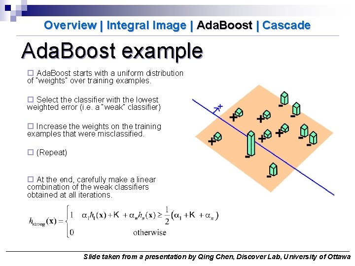 Overview | Integral Image | Ada. Boost | Cascade Ada. Boost example p Ada.