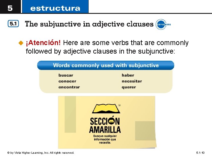 u ¡Atención! Here are some verbs that are commonly followed by adjective clauses in