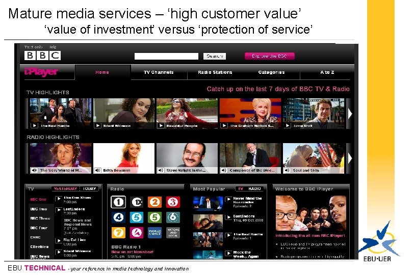 Mature media services – ‘high customer value’ ‘value of investment’ versus ‘protection of service’