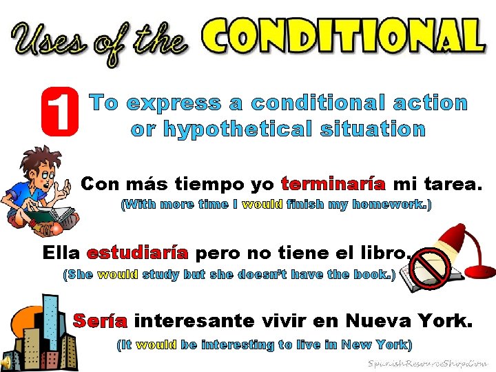 To express a conditional action or hypothetical situation Con más tiempo yo terminaría mi