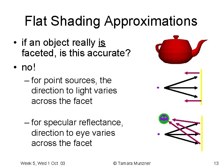 Flat Shading Approximations • if an object really is faceted, is this accurate? •
