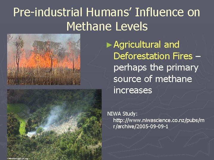 Pre-industrial Humans’ Influence on Methane Levels ► Agricultural and Deforestation Fires – perhaps the