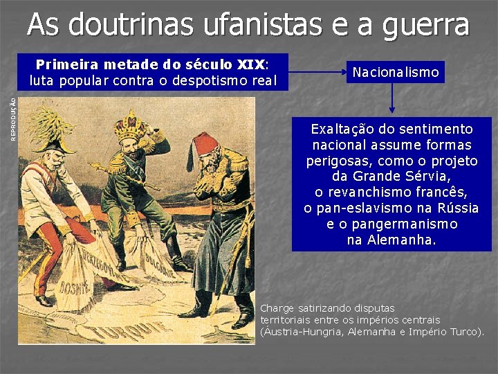 As doutrinas ufanistas e a guerra REPRODUÇÃO Primeira metade do século XIX: luta popular