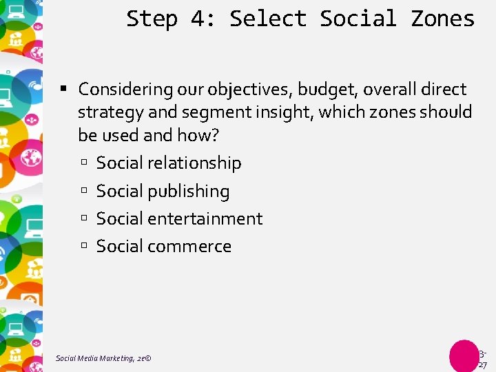 Step 4: Select Social Zones Considering our objectives, budget, overall direct strategy and segment