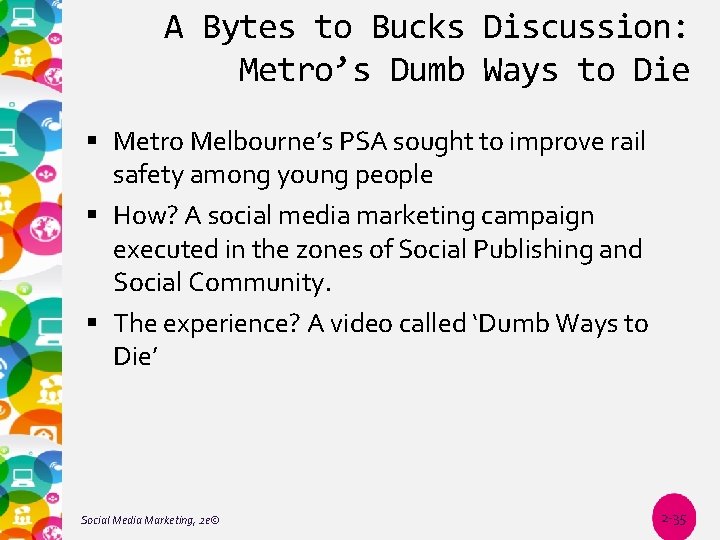 A Bytes to Bucks Discussion: Metro’s Dumb Ways to Die Metro Melbourne’s PSA sought