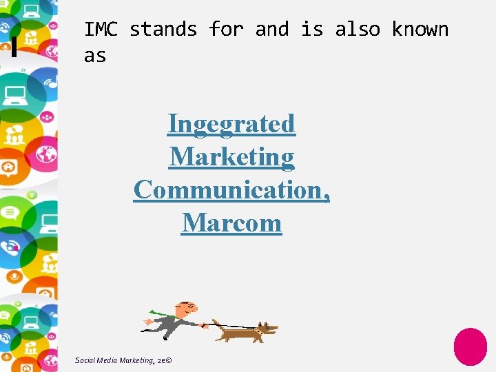 IMC stands for and is also known as Ingegrated Marketing Communication, Marcom Social Media