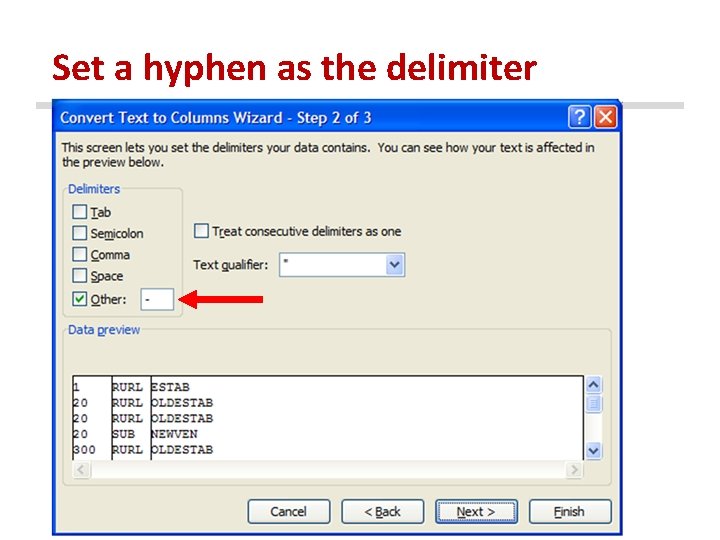 Set a hyphen as the delimiter 