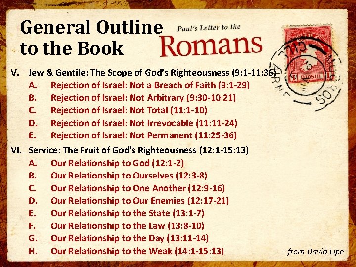 General Outline to the Book V. Jew & Gentile: The Scope of God’s Righteousness