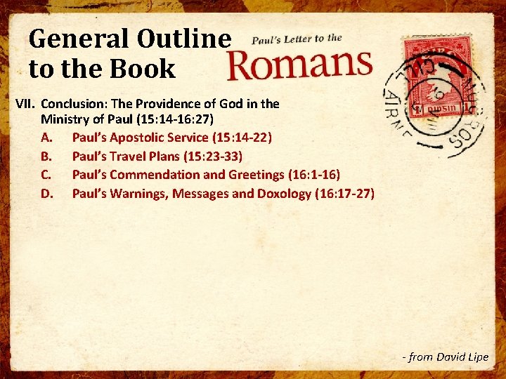 General Outline to the Book VII. Conclusion: The Providence of God in the Ministry