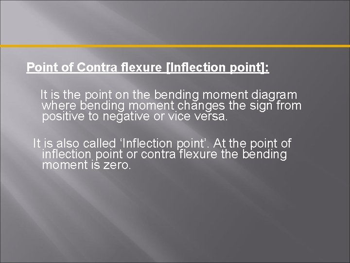 Point of Contra flexure [Inflection point]: It is the point on the bending moment