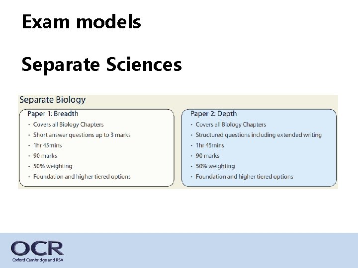 Exam models Separate Sciences 