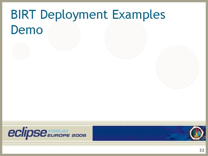 BIRT Deployment Examples Demo 32 