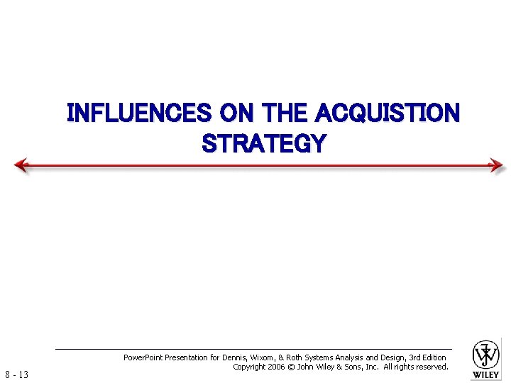 INFLUENCES ON THE ACQUISTION STRATEGY 8 - 13 Power. Point Presentation for Dennis, Wixom,