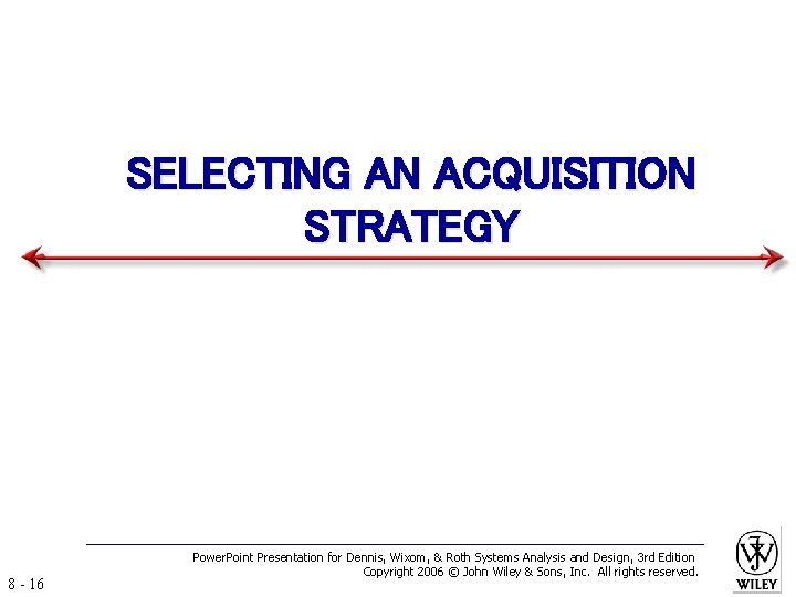 SELECTING AN ACQUISITION STRATEGY 8 - 16 Power. Point Presentation for Dennis, Wixom, &