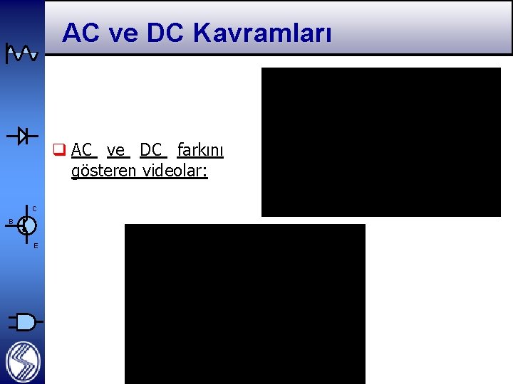 AC ve DC Kavramları q AC ve DC farkını gösteren videolar: C B E