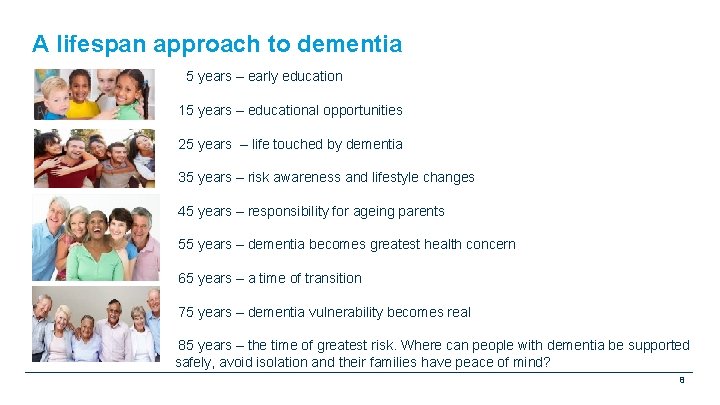A lifespan approach to dementia 5 years – early education 15 years – educational