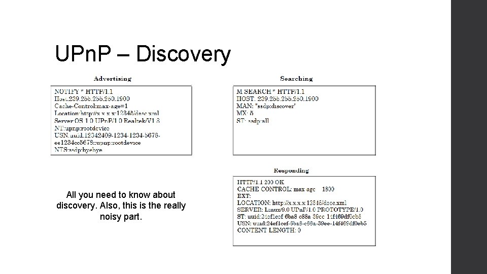 UPn. P – Discovery All you need to know about discovery. Also, this is