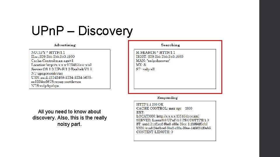 UPn. P – Discovery All you need to know about discovery. Also, this is