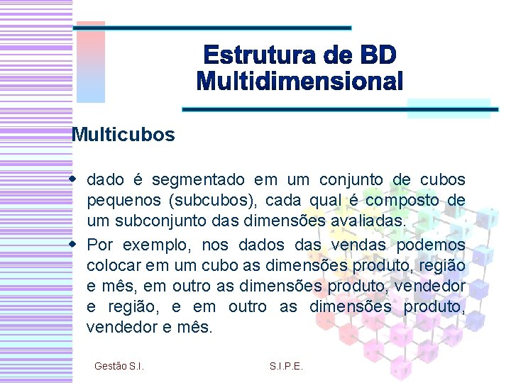 Multicubos w dado é segmentado em um conjunto de cubos pequenos (subcubos), cada qual