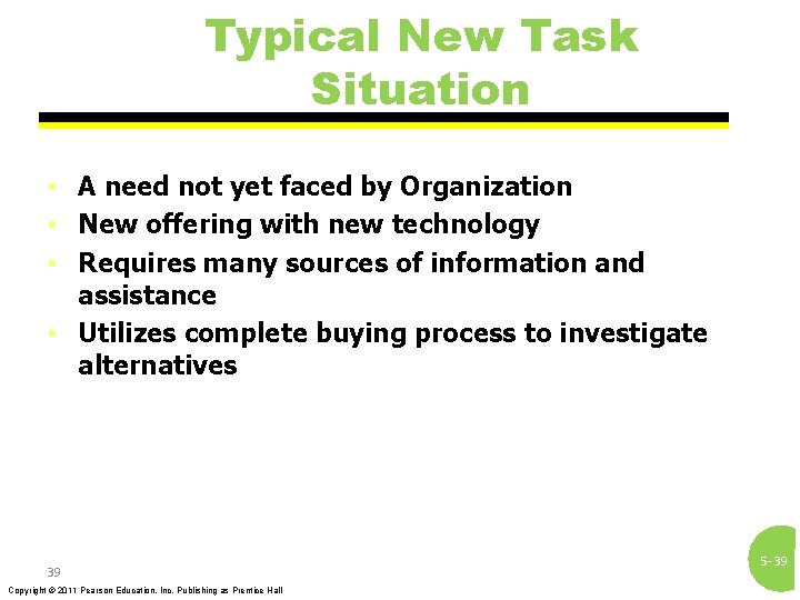 Typical New Task Situation • A need not yet faced by Organization • New