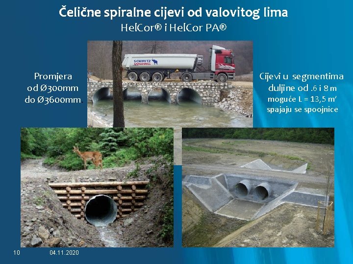 Čelične spiralne cijevi od valovitog lima Hel. Cor® i Hel. Cor PA® Promjera od