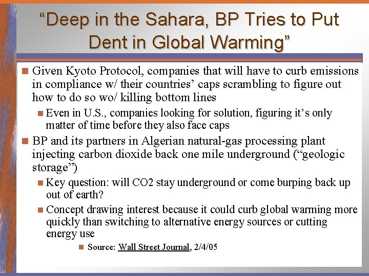 “Deep in the Sahara, BP Tries to Put Dent in Global Warming” n Given
