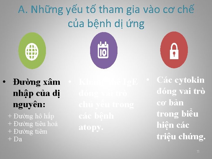 A. Những yếu tố tham gia vào cơ chế của bệnh dị ứng •