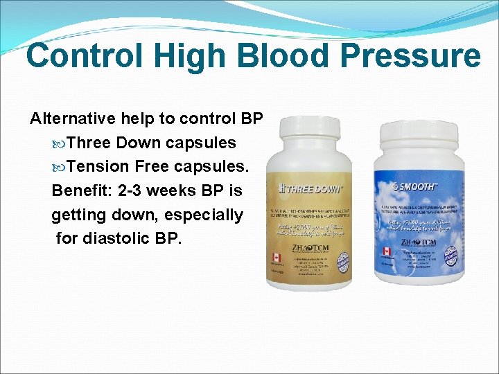 Control High Blood Pressure Alternative help to control BP Three Down capsules Tension Free