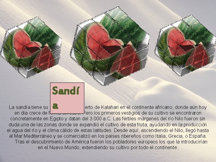 Sandí a La sandía tiene su origen en el desierto de Kalahari en el