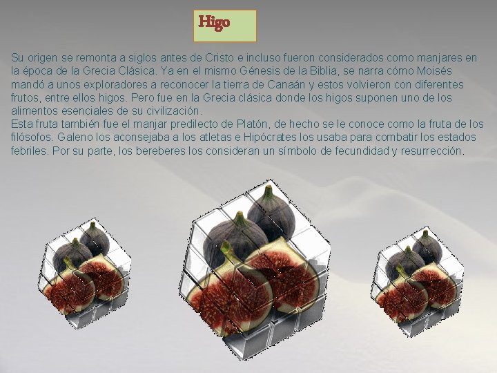 Higo Su origen se remonta a siglos antes de Cristo e incluso fueron considerados